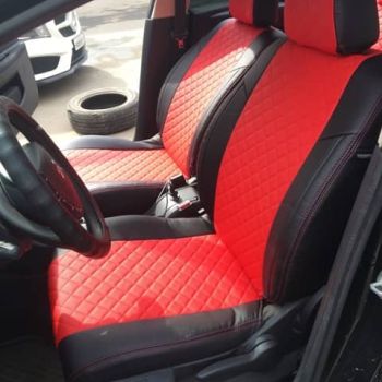 Авточехлы Автопилот Чёрный красный Ромб